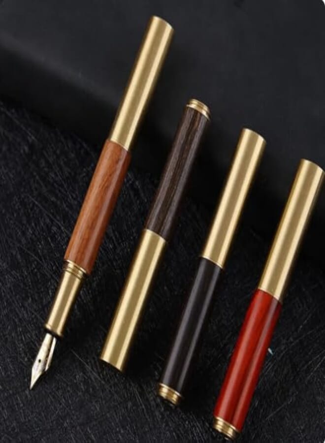 Generic Mini 85mm Pocket Wood Fountain Pen, Rose Wood, Business, Office, Portable, Durable, Elegant, Fine Point, Black Ink, Water Base, Decoration, Unisex, 1 Piece